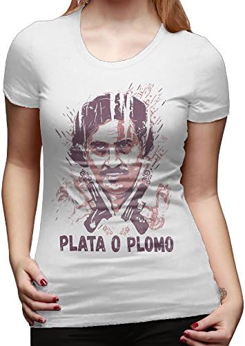 Woman's Hip Hop Style NARCOS SILVER OR LEAD Plata O Plomo Scoop Neck Tee