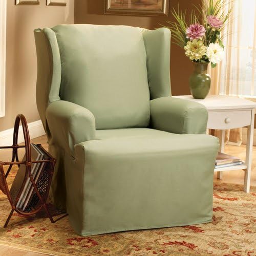 Cotton Duck Wingchair Slipcover (SAGE)
