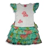 Lipstik Girls - Toddler Girls Skirt Set, White, Aqua, Pink