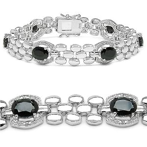 9.70 Carat Genuine Sapphire and Diamond Silver Bracelet by