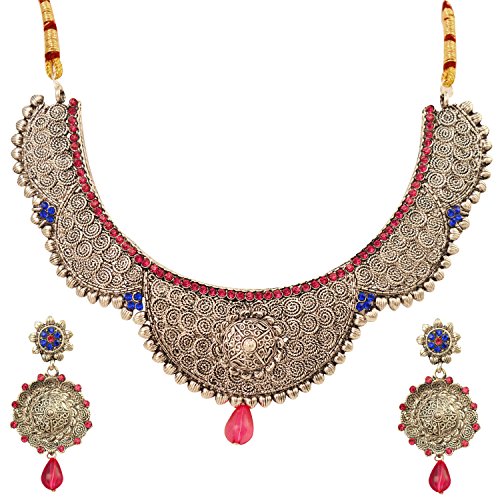 Graykart Meenakari Antique Design Jewellery Set With Drop Earrings For Women