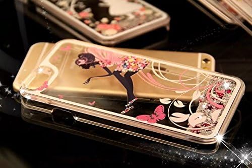 iPhone 5S Quicksand Case,JXT 3D Creative Flower Fairy Faery Angel Girl Printing Quicksand Flowing Liquid Floating Bling Glitter Sparkle Stars Hard Transparent Cover Case For iPhone 5 5G 5S #9