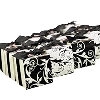 Hortense B. Hewitt Wedding Accessories, Favor Boxes with Reversible Black and White Flourish Wrap, 2-Inches Square, Pack Candleage of 25