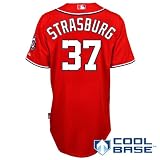 MLB Men's Washington Nationals Stephen Strasburg Six Button Cool Base Authentic Alternate Jersey (Scarlet, 44/Large)