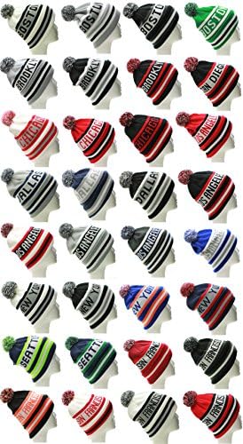 Absolute Clothing USA Champion City Sports Teams Cuff Beanie Knit Pom Pom Hat Cap