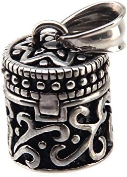 KJH Jewelry Men's Stainless Steel Retro Cylinder Box Pendant Locket Charm Necklace with Free Gift Box