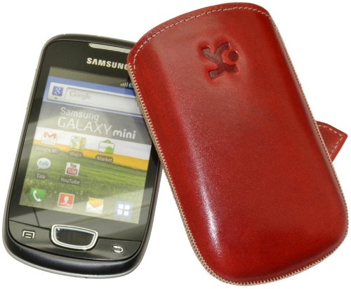 Suncase Ledertasche (Lasche mit R&uuml;ckzugfunktion) f&uuml;r Samsung Galaxy Y Duos S6102 rot Preisvergleich