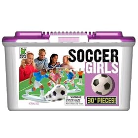 A Boxed Set Of 24 Two Inch Plastic Soccer Girls, A Referee, Two Goals, A Ball And a 24 x 36... by Kaskey Kids