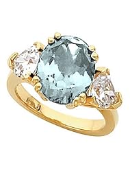 14K Yellow Gold Sky Blue Topaz and Diamond Ring -- LIFETIME WARRANTY