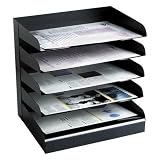 Buddy Products 405-4 5-Tier desk tray/sorter, steel, letter size, black