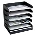Buddy Products 405-4 5-Tier desk tray/sorter, steel, letter size, black