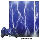 Skin Decal Cover for Playstation 3 Console + two PS3 Controllers - Lightnin ....