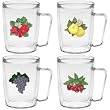 Fruit Medley 18 oz Insulated Coffee Mug Set, Clear, (4 designs)