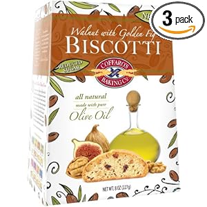 Coffaro's Baking Company Walnut with Fig Olive Oil Biscotti, 8-Ounce Boxes (Pack of 3) by Coffaro's Baking Company