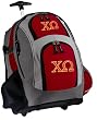 Chi O Rolling Backpack Deluxe Red Chi Omega - Best Backpacks Bags with Wheels or School Trolley Bags Carry-Ons - Unique Gifts!