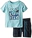 Calvin Klein Baby-Boys Infant Light Blue Tee with Plaid Shorts