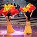 Vktech 3 Color Gradient Flame Dancing Fan Belly Veil for Party Stage Performance