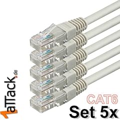 1aTTack CAT6 UTP Netzwerk Patch Kabel mit 2 x RJ45 Stecker Set (5 St�ck) 0,5m grau
