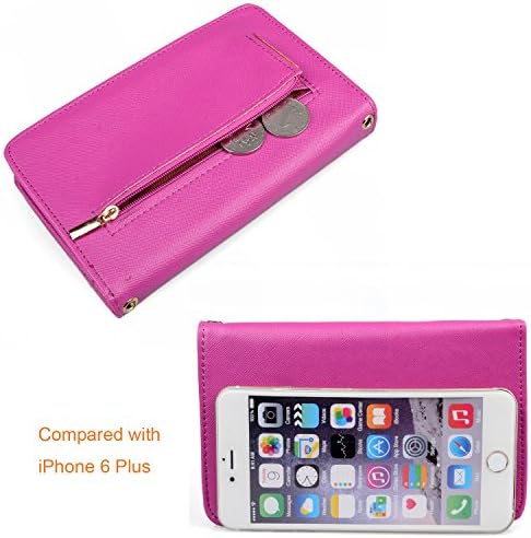 Katloo Mini Crossbody Wallet Organizer Cell Phone Case Bag with Card Slots+Smartphone Phone Waist Bag Pouch Case with Phone Window Headphone Jack for iPhone 6S/6/5S/5C,Samsung Galaxy S6/S5 4.7''