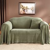 516rWgBwLeL. SL160  Plush Loveseat 70 X 140 Furniture Throw / Blanket   Green