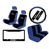 10 Piece Type X Auto Interior Racing Set - Universal Fit Mesh Fabric Low Back Bucket... 