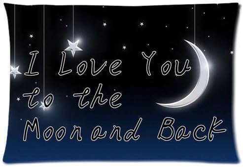 Ulive Fashion Home Decorative Pillow Cover I Love You To The Moon And Back Rectangle Pillow Cases 20*30Inch Two Sides