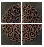 IMAGE OF Set of 4 Rustic Medallion Wall Art Tile Decorations 23