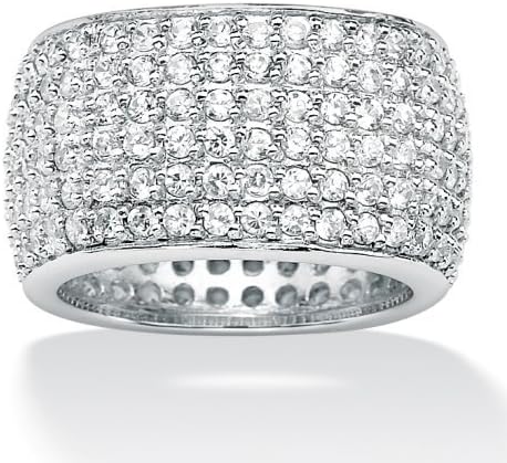 Royal Palm Jewelry 477327 3.00 TCW Round Cubic Zirconia Sterling Silver Multi-Row of Pave-set Eternity Band - Size 7