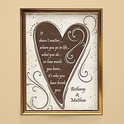 Personalized Framed Heart Wedding Canvas - 18 x 24 - Gold Frame - Wedding Gifts