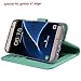 Galaxy s7 edge Case, Arae [Wrist Strap] Flip Folio [Kickstand Feature] PU leather wallet case with ID&Credit Card Pockets For Samsung Galaxy S7 edge (Green)