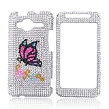 BUTTERFLY SILVER Bling Hard Case For HTC EVO Shift 4G