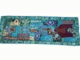Turquoise Green Table Runner Sari Beaded Wall Tapestry 70