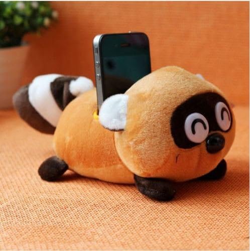 Super Cute Plush Soft Animal Toy Mobile Phone Stand Holder Seat (Little Raccoon)