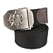 Aubig Fashion Casual Canvas Belt Men's Work Wear Skull Metal Buckle Belt - Black