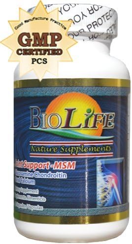 Joint Support MSM  710mg 60 Caps By Biolife Glucosamine Chodroitin and 72 Trace Minerals From Coral Calcium