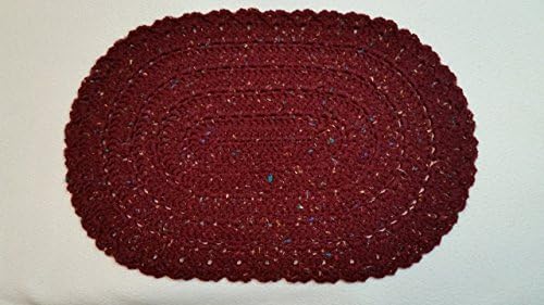 Acrylic Hand-Crocheted Oval Placemats Doilies Table Mats Handmade Lunch Mats Dinner Mats CLARET FLECK