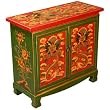 Handmade Asian Furniture - 26" Red & Green Tibetan Cabinet Buffet With Chinese Dragon Motif