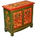 EXP Handmade Asian Furniture - 26" Red & Green Tibetan Cabinet Buffet With Chinese Dragon Motif