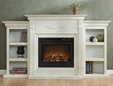 Southern Enterprises (SEI) FA8544BE- Tennyson Antique White Electric Fireplace w/Bookcases