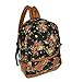 Backapck Women girl lady Fashion Vintage Cute Flower School Book Campus Bag Backpack Color : Black BB 05