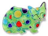 Clearly Charming Polka Dot Cat Sterling Silver and Enamel Pin