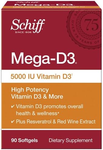 New - Schiff Vitamins Mega D3 - 5000 IU - 90 Softgels