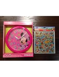 Toy: Special Gift "Minnie Bowtique" Disney 10" Wall Clock: Quartz Accuracy, Easy Wall Mounting. Battery Operated Requires 1 Aa Battery (Not Included) with Mickey Mouse Sticker - DISNEY