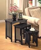 Outdoor Living : Set of 3 Mission Style Black Accent Nesting Side Table