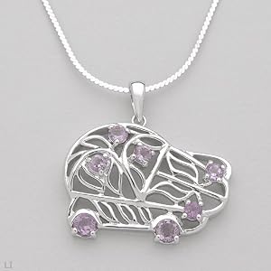 Necklace With 0.95ctw Genuine Amethysts 925 Sterling silver. Total item weight 7.0g Length 16in