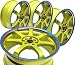 HAYAME 18x7.5 4x100/110 ET45 GOLD WHEEL RIMS w/TITANIUM COLOR LIP 4pcs