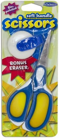 It's Academic 5-Inch Soft Handle Pointed Scissors with Bonus Eraser, Pack of 12 (04100-K)