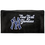 MLB Baseball Black Leather Embroidered Checkbook Cover - New York Yankees