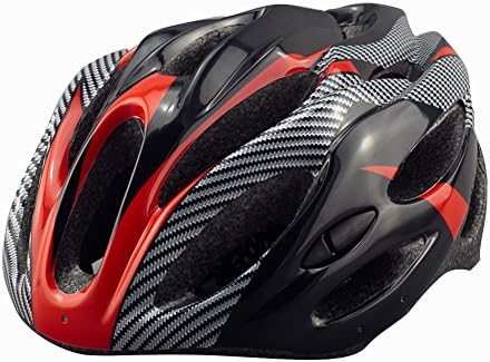 Ultralight Safety Road/Mountain Bike Adults Helmet Carbon With Visor 19 Holes Red