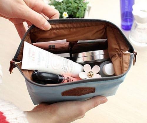 Light Blue Travel Organizer Case Cosmetic Makeup Zip Handbag Bag Holder Purse